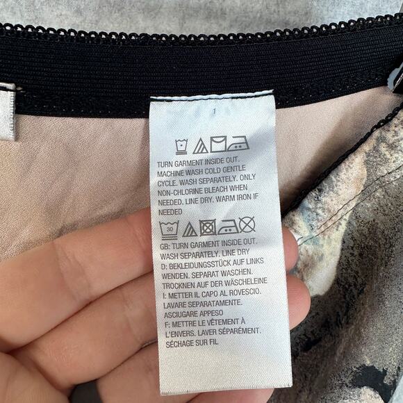 Bob Mackie Skirt Womens Size M Neutral Multi Floral Print Pull-On Woven Pleated - Picture 4 of 14